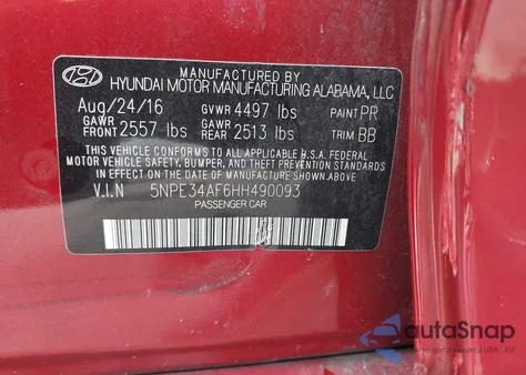 2017 Hyundai Sonata Sport from USA, damaged, VIN 5NPE34AF6HH490093